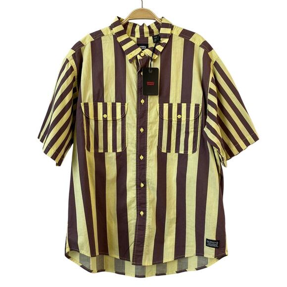 Levi's Other - Levi's Skateboarding Retro Striped Shirt Men M Yellow Short Sleeve Button Up NWT